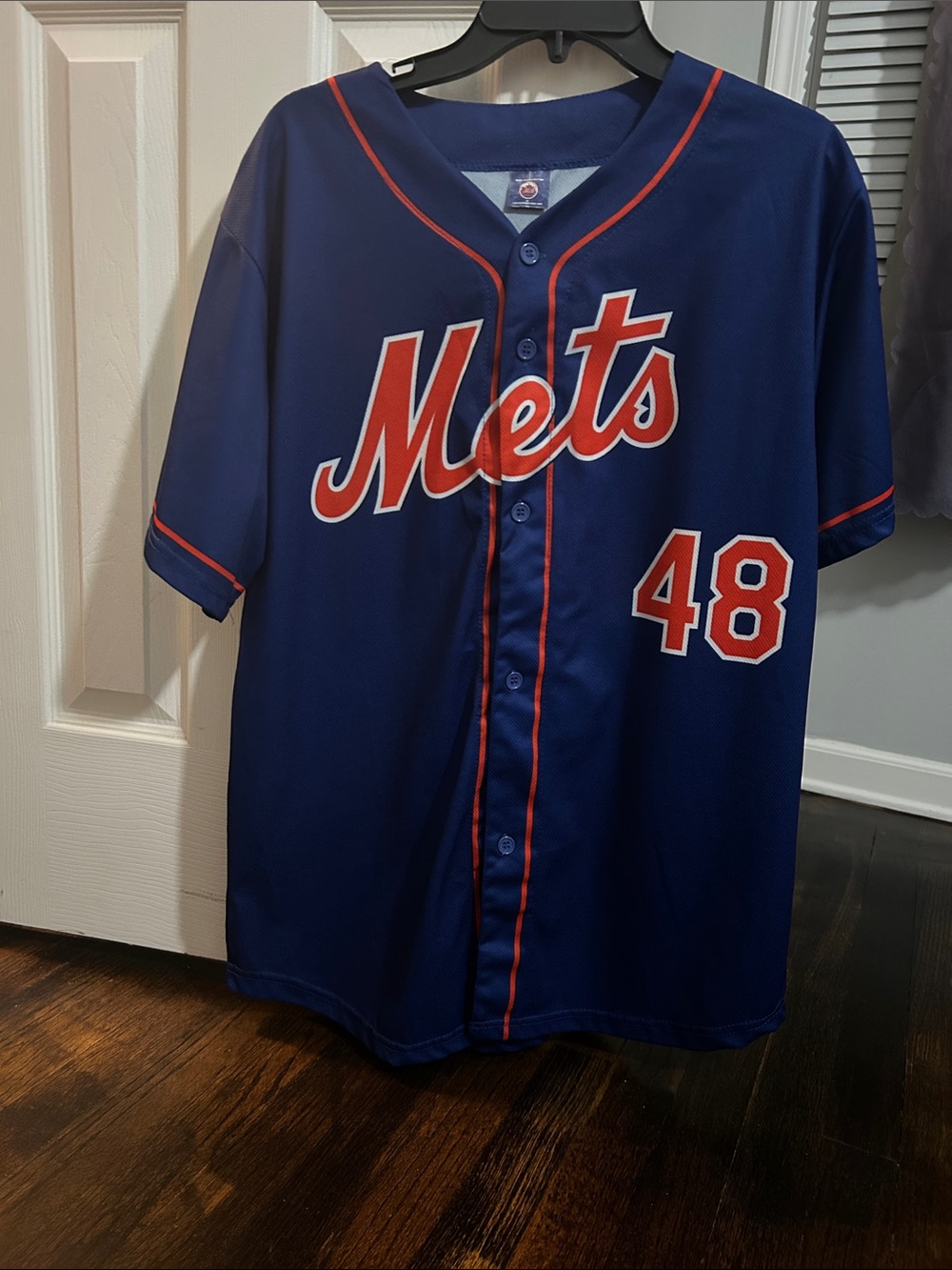 Men’s Navy Mets Replica Baseball Jersey - Blue/Orange